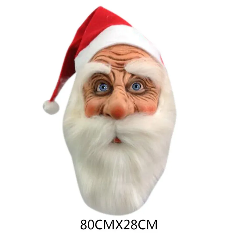 Рождественские вечерние латексные маски Санта Клауса Ornamen милый костюм Санта Клауса маскарадный парик борода платье Новинка