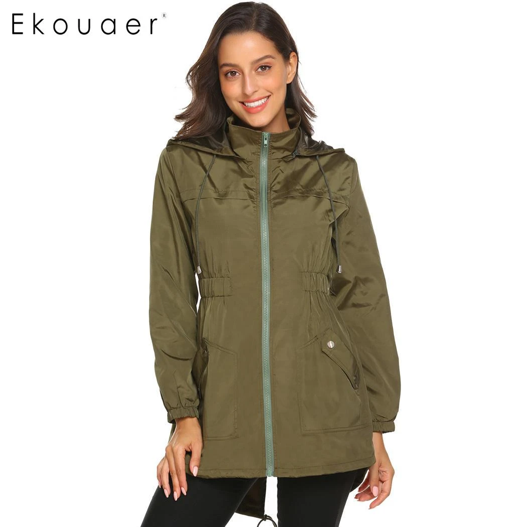 informales Ekouaer para chaqueta para lluvia y exteriores con capucha ligera, rompevientos de secado para mujer|chaquetas básicas| - AliExpress