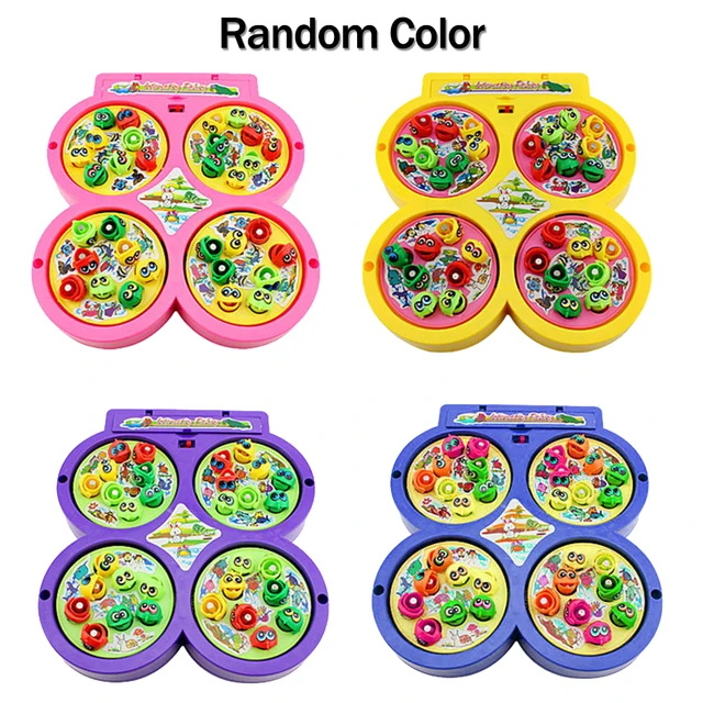 Random Color Children Fishing Plate Toy Rotating Music Colorful Fish Catching Fun Game Safe Convenient Educational Respectable 5