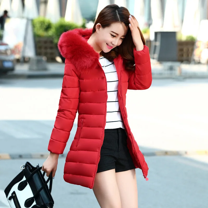 

2018 Winter Women's Mid-length Europe And America Slim Fit down Jacket Cotton-padded Clothes Middle-aged Women Dress Large Size