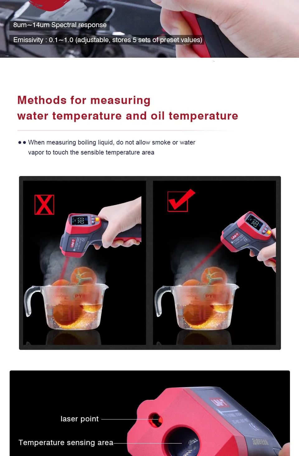 Non-Contact Temperature meter UNI-T UT301A+ UT302A+ UT303A+ Laser IR Infrared Thermometer infrared Temperature Gun LCD backlight