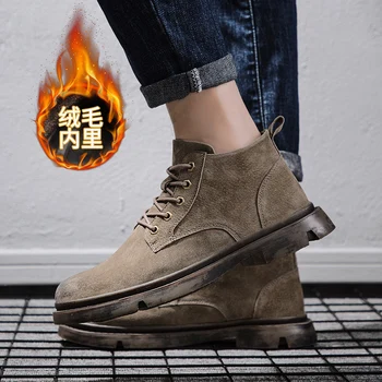 

2020 Hipster Ankle Boots Men Lace Up Mens Fashion Winter Boots Plush Warm Snow Boots Designer Shoes Casual Boots Men Shoes 39-44