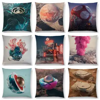 

Bright Colorful World Amazing Scenery Magic Substance Suspension Cushion Cover