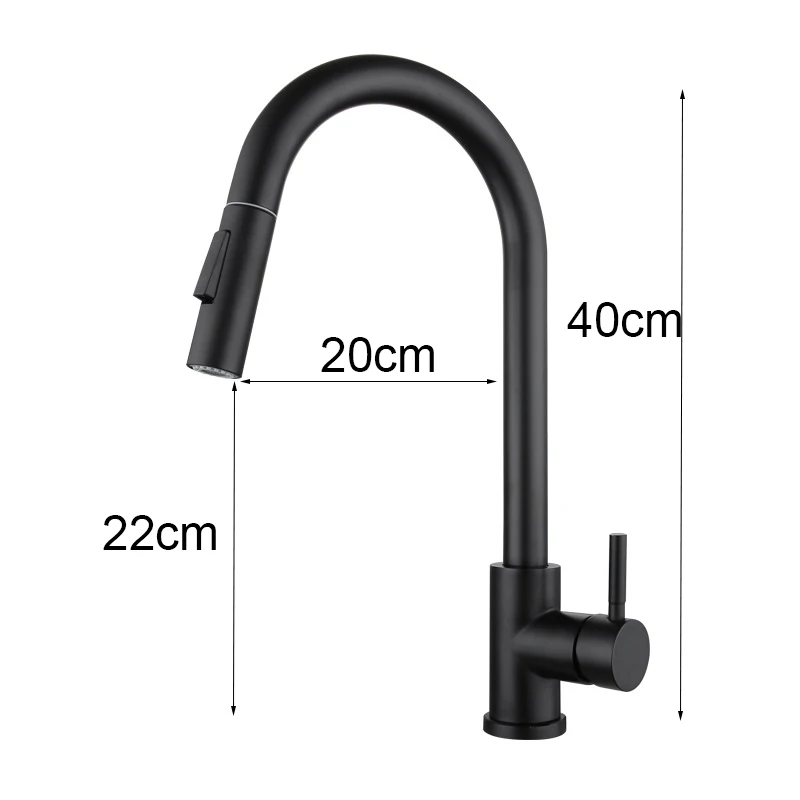 Matte Black Touch Kitchen Faucet Cold and Hot Pull Out Two Function Deck Mounted Smart Sensor Sink Tap plate rack wall