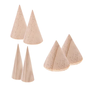

6Pcs Wood Ring Band Jewelry Display Stand Rack Holder for Home Shop Showcase