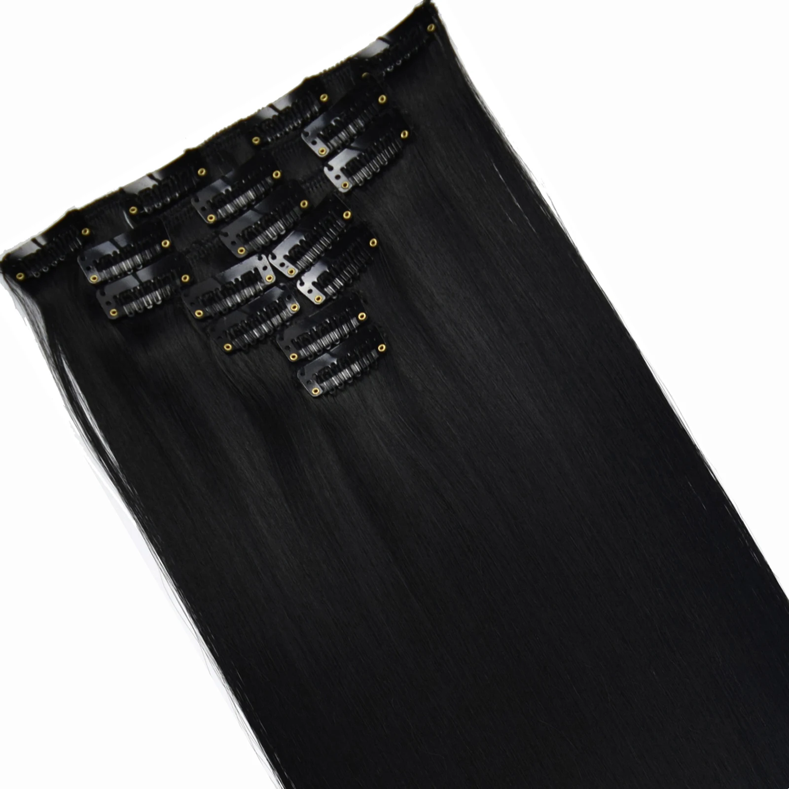 TOPREETY Synthetic Hair Fiber Heat Resistant130gr Straight clip in Hair Extensions 7006