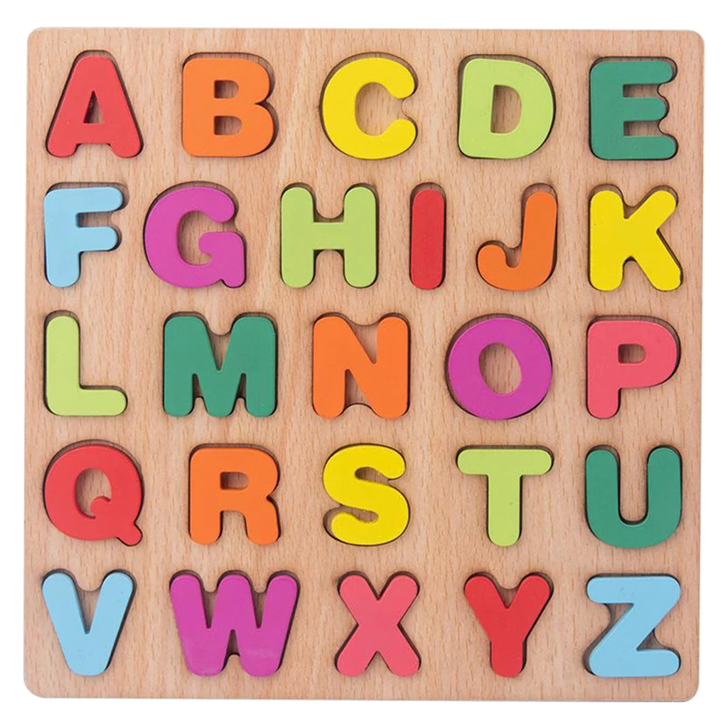 Montessori Wooden Blocks Puzzle Board Set Educational Toys ABC Alphabet Letter Preschool Montessori Wooden Toy Kids Gift 6