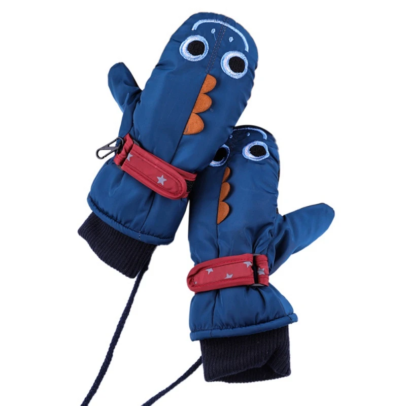 

Warm Gloves Mittens Plus Velvet Hanging Neck Children Outdoor Waterproof Warm For Boys Girls 4-8 Years Old