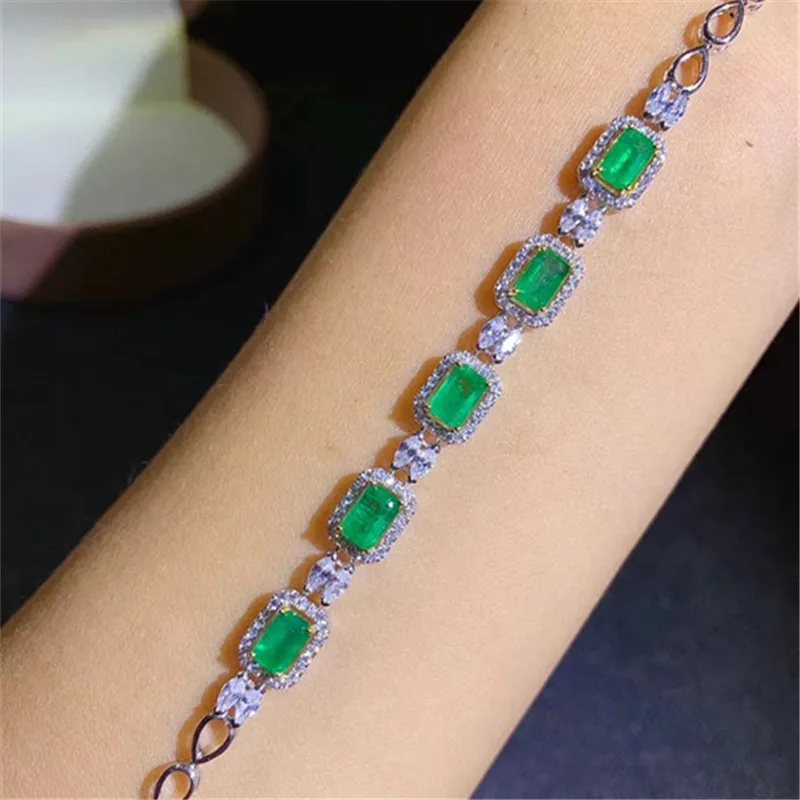 

Браслет женский из серебра 925 пробы, с изумрудом, 4 Х6