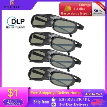 4PC 3D Active Shutter Glasses DLP-LINK 3D glasses for Xgimi Z4X/H1/Z5 Optoma Sharp LG Acer H5360 Jmgo BenQ Coolux Projectors 1
