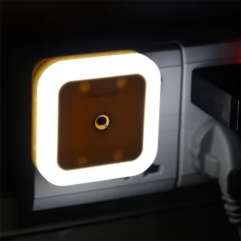 

4PCS 1W LED Lamp Auto-control Light Sensor US Plug in Night Light for Kids Baby Nursery Bedroom Hallway Square Shape White