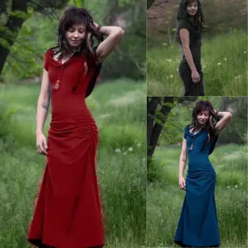 

Solid Fashion Bohemian Maxi Dresses for Women Office Lady Short Sleeve Summer Beach Dresses Tassel Vestidos