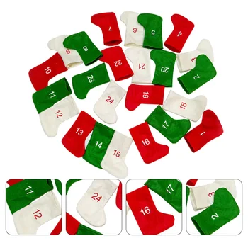 

24Pcs Christmas Decorative Socks Countdown Calendar Xmas Hanging Ornaments