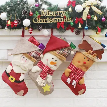 

Christmas Stockings Socks Santa Elk Claus Candy Gift Bag Merry Christmas Decorations for Home Festival Ornaments 2020