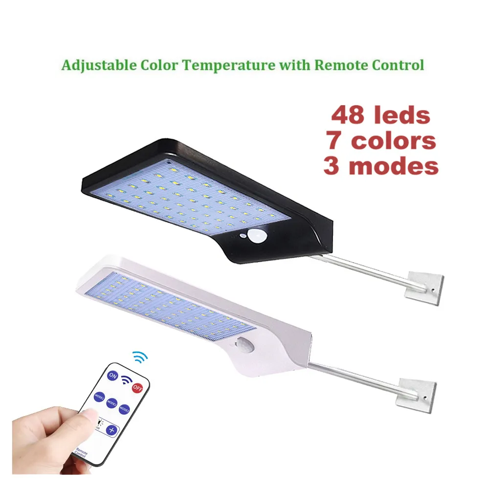 

48/36 LED Solar Street Garden Security light Solar Motion Sensor Energy Saving Waterproof Outdoor 3 working mode w metal pole