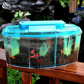 

2 Colors Partition Spawning Fish Tank Betta Fish Tank Environmental Ornament DIY Fishbowl Odorless Water Grass Goldfish