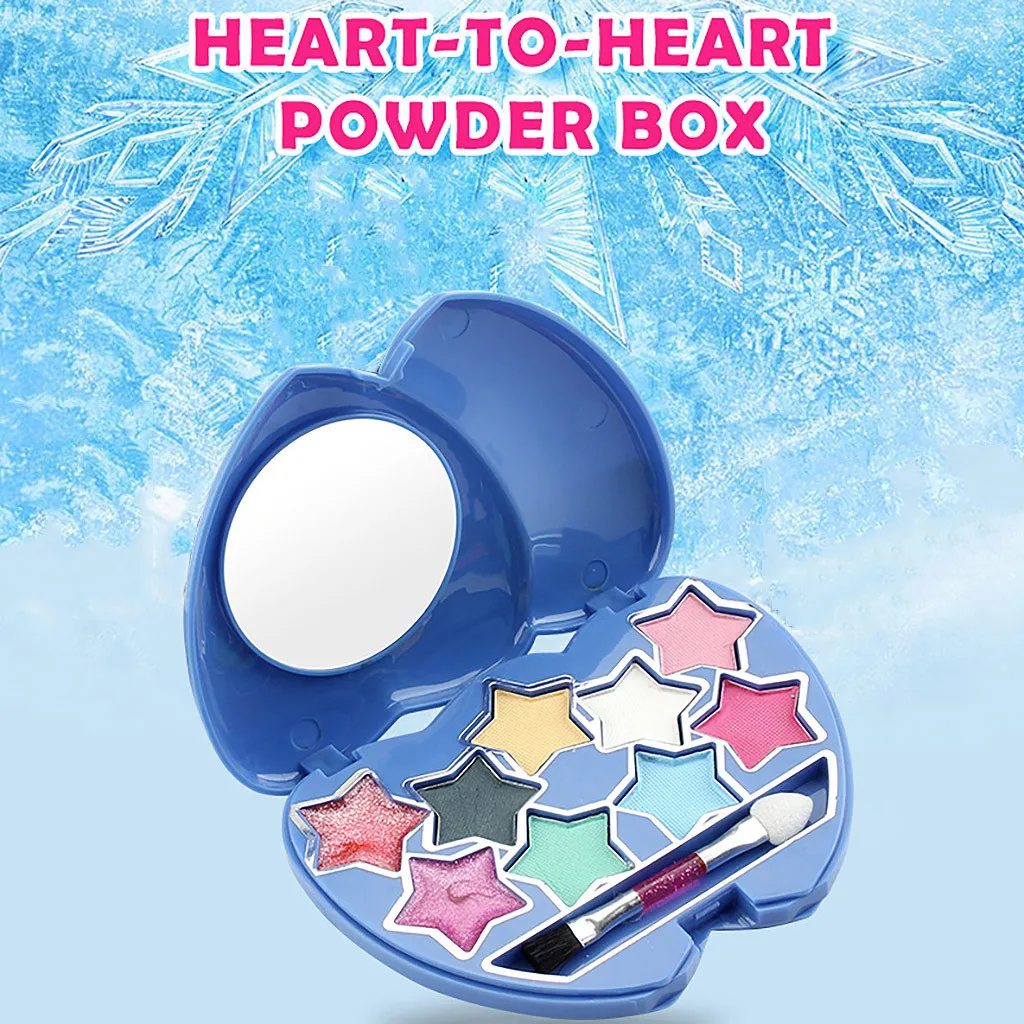 

Ice and Snow Heart-to-Heart Powder Box Makeup Box Pretend Play Makeup Set for Children Great for Little Kids (Not Real Makeup)