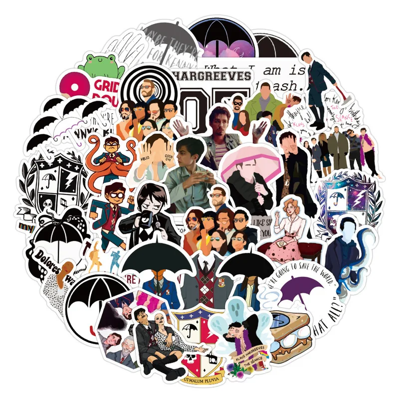 

50PCS TV Series The Umbrella Academy Stickers Pack for DIY Stationery Laptop Skateboard Motorcycle Guitar Helmet Cool Sticker