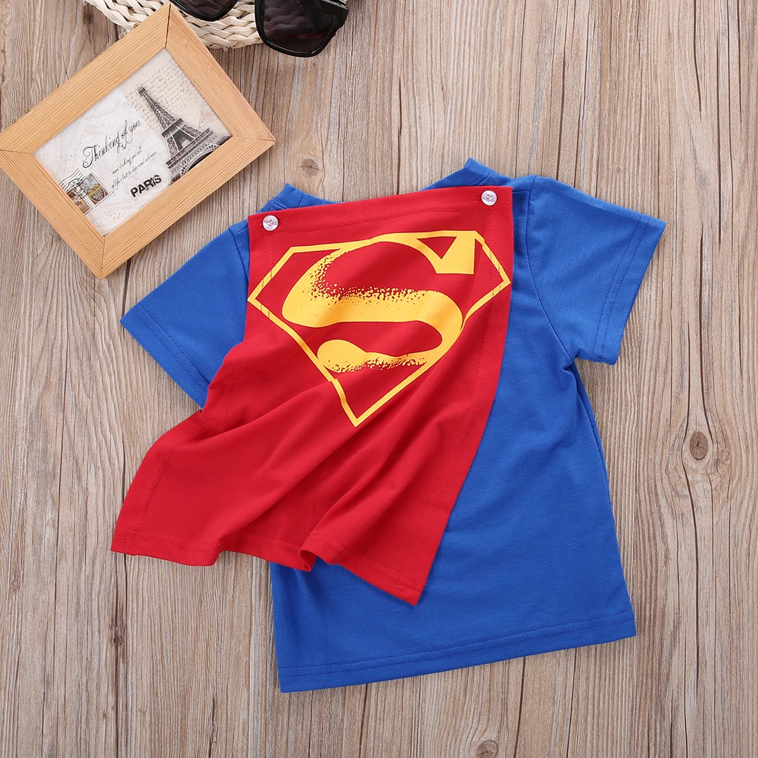 Футболка с короткими рукавами и накидкой для маленьких мальчиков; летняя футболка с суперменом и Бэтменом для детей ясельного возраста; маскарадные костюмы; От 1 до 7 лет
