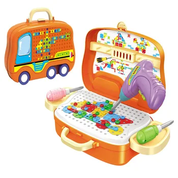 

Children's Simulated Maintenance Tool Household Appliances Drill Nuts Plastic Building Blocks Tool Puzzle Assembly Portable Toys