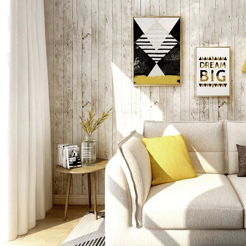 

3D Peel and Stick Wallpaper Roll Modern Retro Faux Wood Self Adhesive Stripe Wall Papers Home Decor Living Room Bedroom Murals
