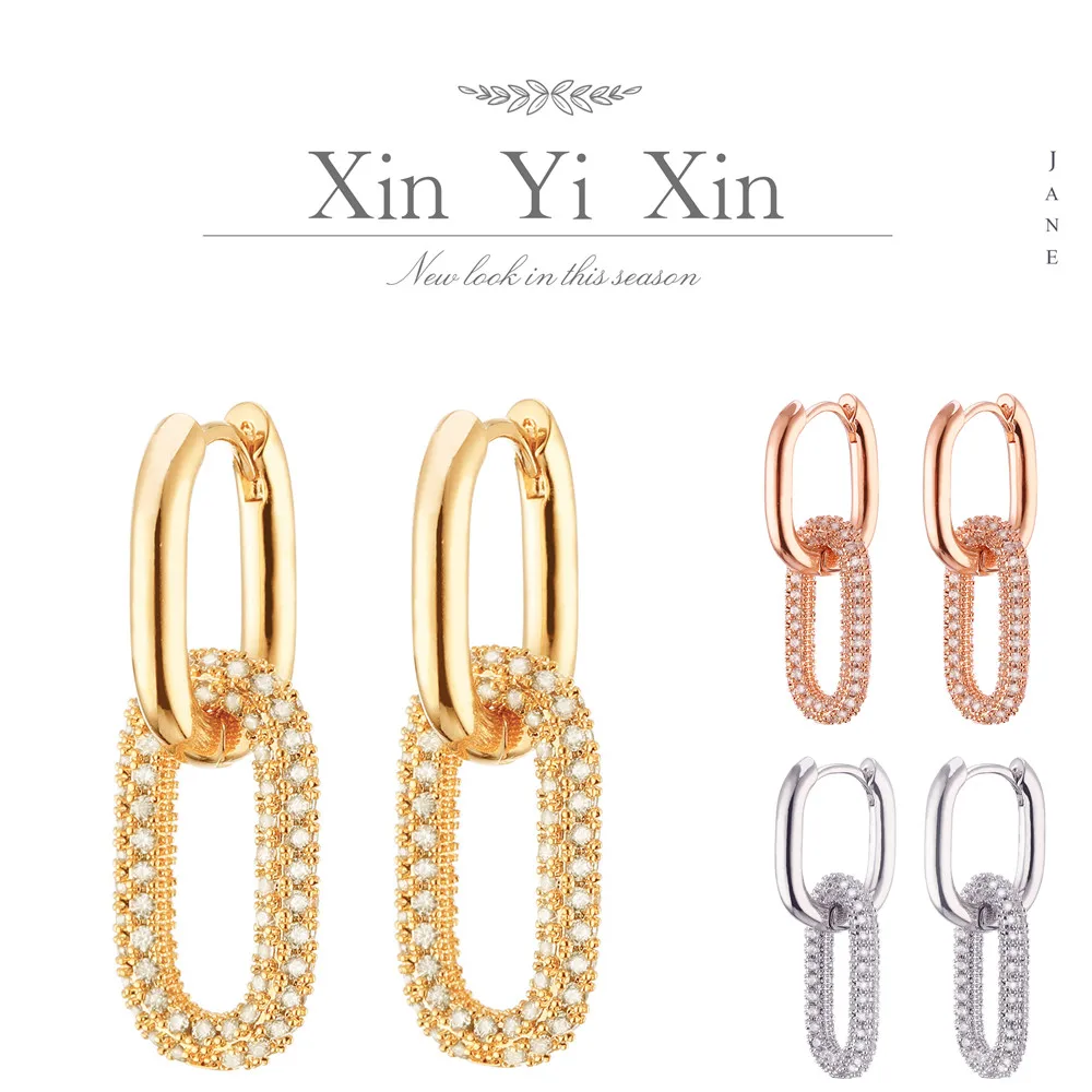 

Vintage Shining Cubic Zirconia Hoop Earrings for women Dangle Earrings Huggie Hoop Earrings Rose Gold Silvery Wedding Jewelry