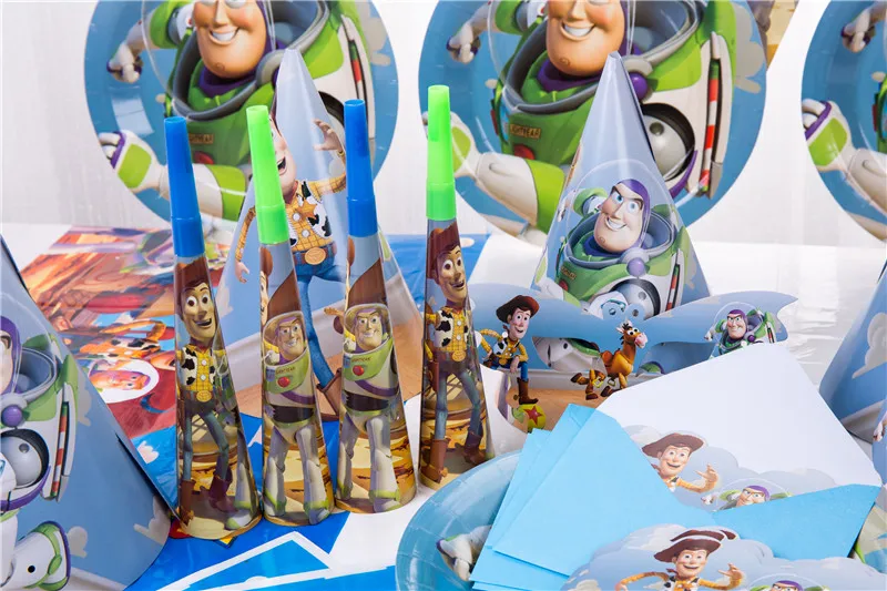 Новая игрушка история тема тарелки чашки, ребенок, душ скатерть салфетки флаги украшают мальчиков сувениры набор посуды День рождения баннер