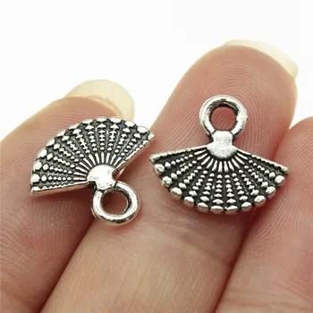 

Fan Charms Pendant DIY Jewelry Findings Antique Silver Color 14x12mm 30pcs/lot