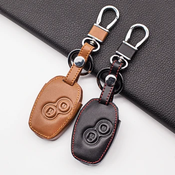 

100% Leather Car Key Case Cover For Renault DACIA Sandero Captur Twingo Megane Scenic Kangoo Modus 2 Buttons Protective Shell