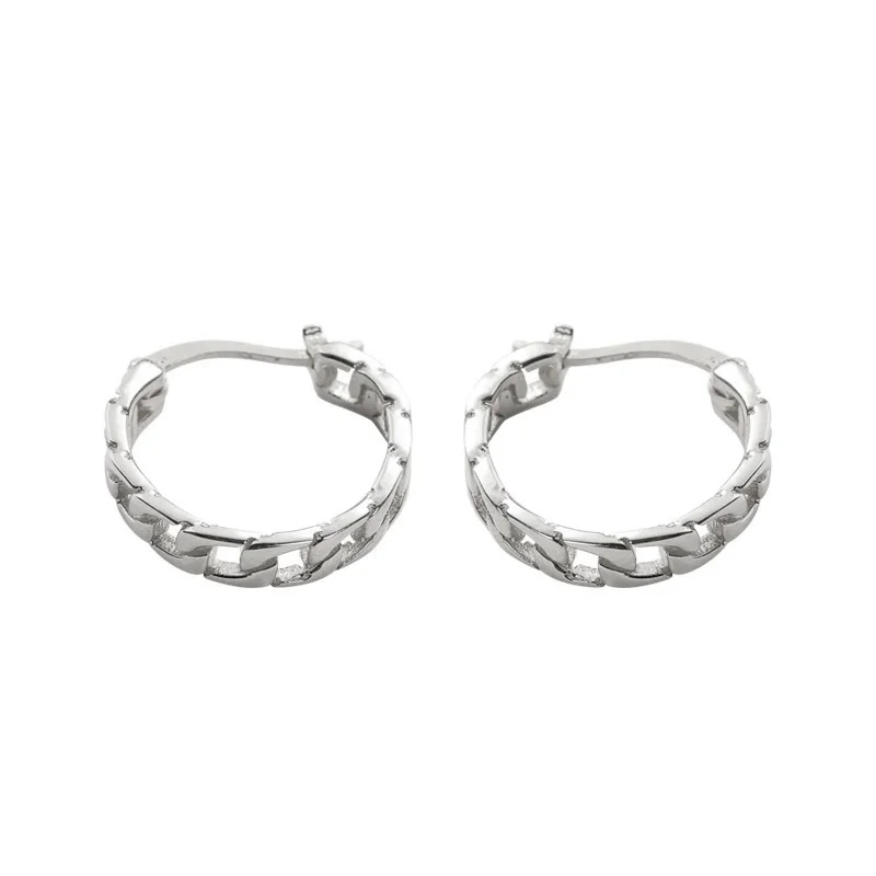 Silver Маленькие серьги-кольца, 925 пробы, серебряная цепочка, стильные подарочные серьги для женщин, Настоящее серебро, 925 ювелирные изделия,, DS1670 - Окраска металла: Silver