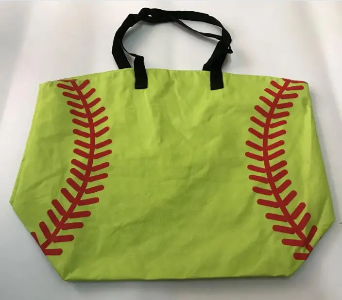 neon green Черная бейсбольная сумка для детей, разные белые бейсбольные футбольные сумки для женщин и детей, хлопковая парусиновая спортивная сумка B - Цвет: neon green
