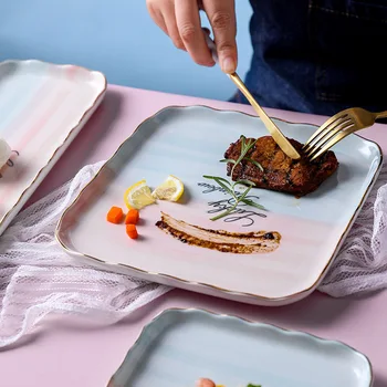 

Ceramic Dessert Cake Plates Storage Trays Tableware Wave Phnom Penh Salad Steak Pasta Fruit Dish Dining Table Kitchen Flatware