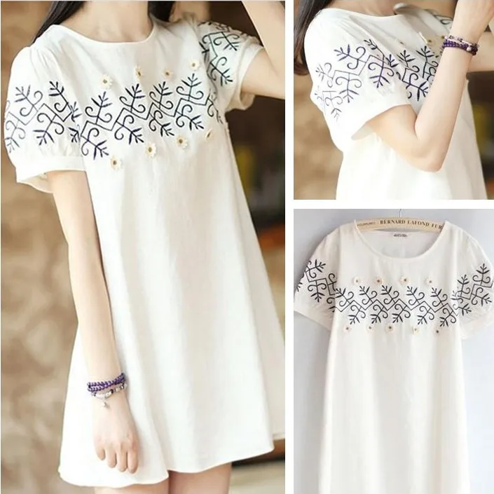 

2019 Autumn New Style Mori Girl Korean-style Large Size Dress Loose-Fit Short Skirt Hipster Casual Short-sleeve Dress Cool GIRL'