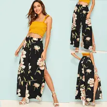^#Cheap Women Floral Casual High Waist Loose Pants Split Wide Leg Palazzo Print Wide Leg High Elastic Waist Simmer Casual Cropped Pants ^#Cheap Women Floral Casual High Waist Loose Pants Split Wide Leg Palazzo Print Wide Leg High Elastic Waist Simmer Casual Cropped Pants