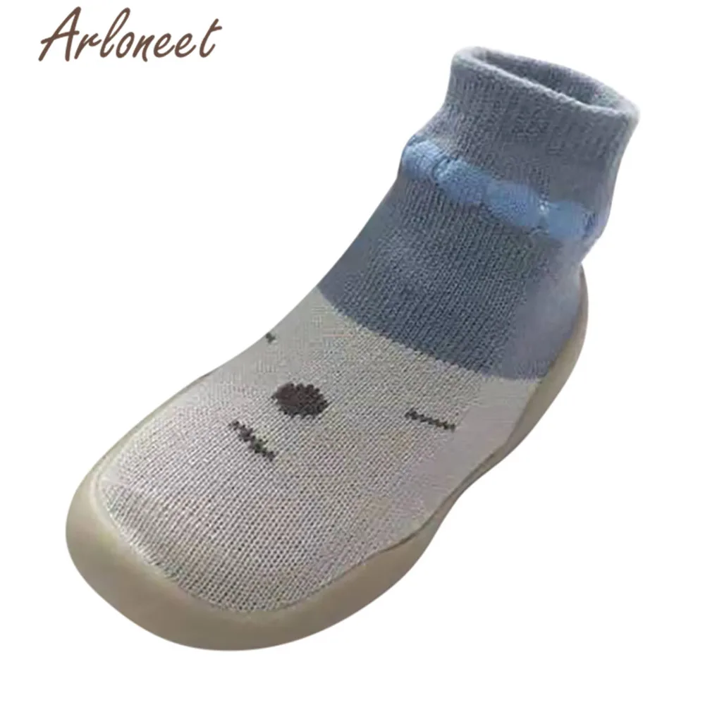 ARLONEET/Обувь для новорожденных девочек; первые ходунки для малышей; зимние кроссовки с героями мультфильмов; Детские хлопковые первые ходунки; нескользящие носки-Тапочки - Цвет: BU