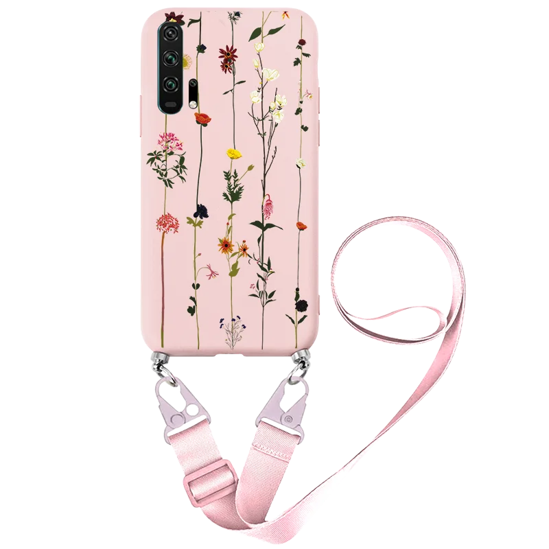 molle phone pouch Cute Love Heart Strap Cord Chain Etui For Huawei Honor 20 20Pro Case Silicone TPU For Huawei Nova 5T 5 T Honor20 Necklace Cover phone carrying case Cases & Covers