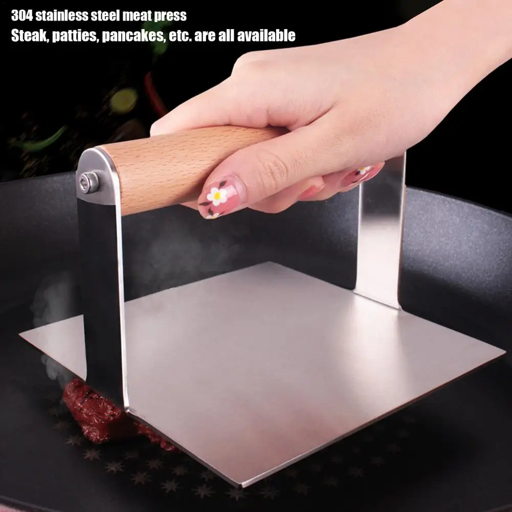 Stainless Steel Burger Press For Griddle, Non-Stick Square Bacon Grill Press Burger Smasher Professional Griddle Accessories Kit