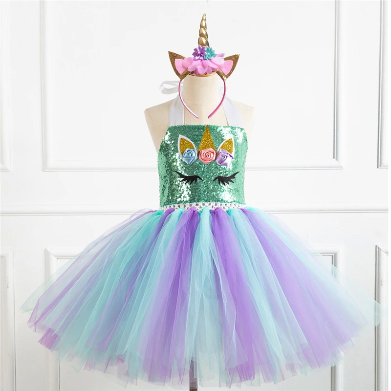 Cute Unicorn Costume Cosplay Girls Unicorn Birthday Party Dress ...