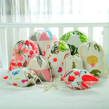 

Fashion Casual Women Cotton Drawstring Shopping Bag Eco Reusable Folding Grocery Cloth Underwear Pouch Case Travel Home Storage