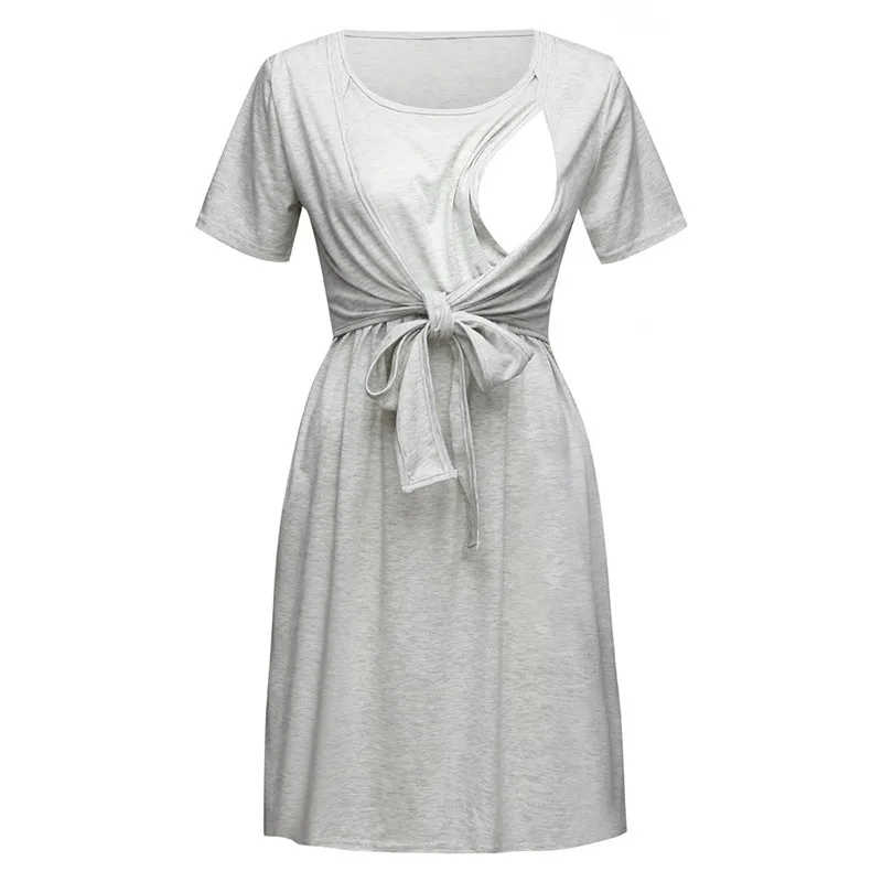 QWEEK/ летнее платье для сна с круглым вырезом и коротким рукавом, женское однотонное Хлопковое платье для беременных, женская ночная сорочка, удобная ночная рубашка