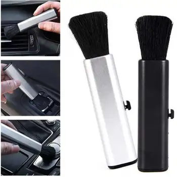 

Portable car retractable cleaning brush Air Conditioner Computer cleaning brush telescopic keyboard plastic handle wool brush