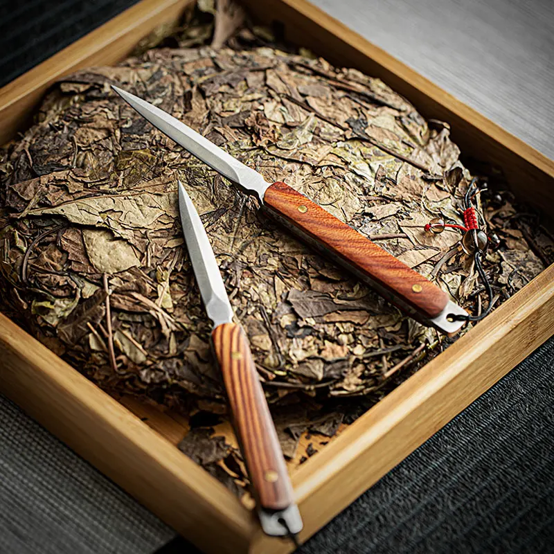 Pu'er Tea Knife Rosewood Ebony Stainless Steel Tea Needle Cone Stainless steel tea needle Kungfu tea set accessories tea cutter tea needle set tea making tools