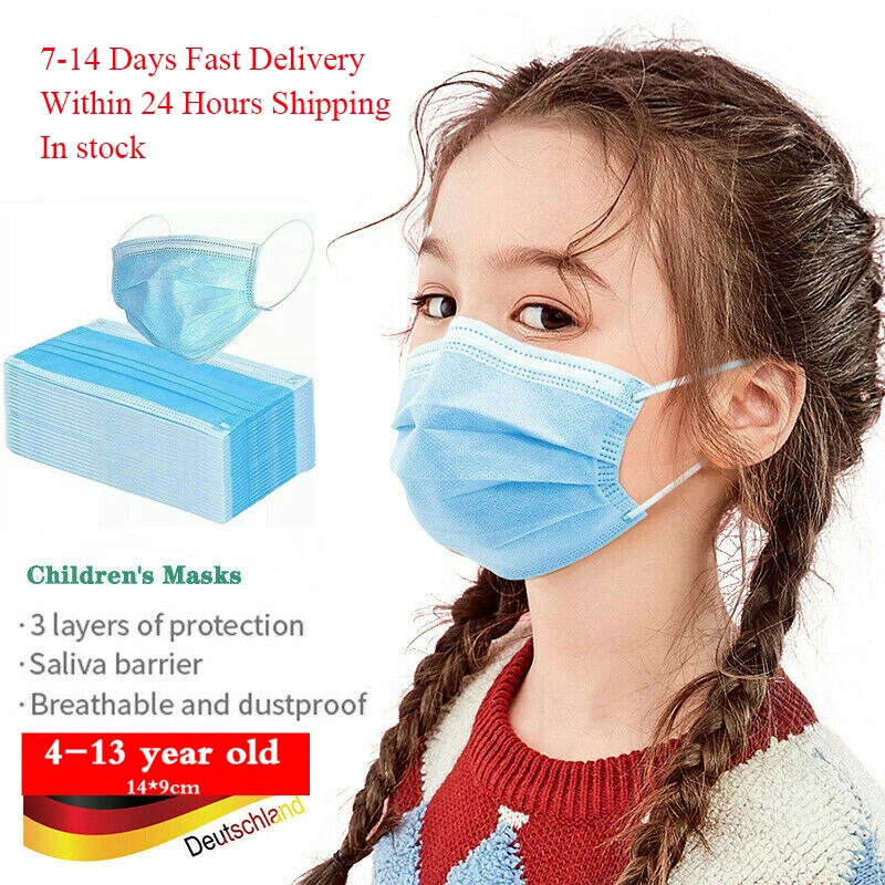 

50pcs Disposable Masks Non-Woven Face Mouth Masks Anti-Dust Masks 3 Layers Earloops Masks Kids Children Masks