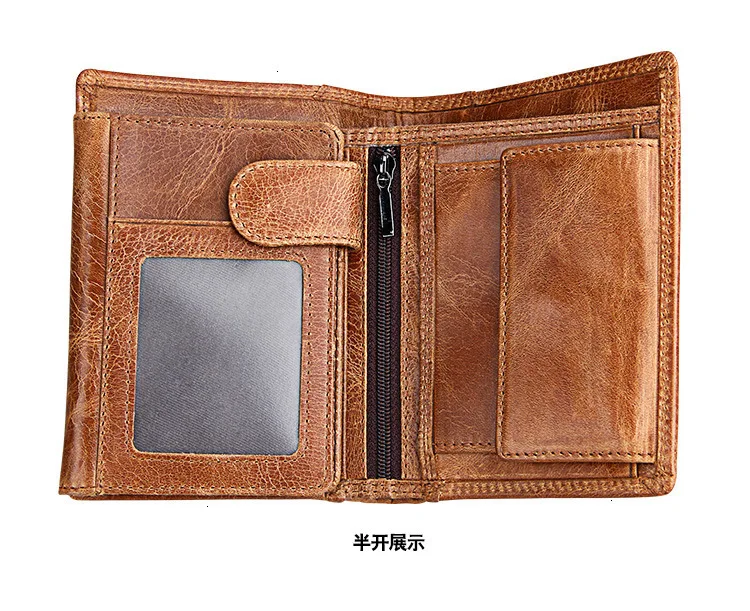 Мужской RFID из натуральной кожи короткий кошелек с сотовым телефоном и внутренним карманом на молнии твердый держатель для карт кошелек