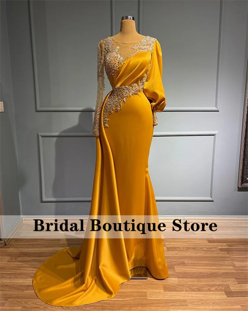 Luxury Long Sleeves Muslim Evening Dresses for Women Wedding Guest