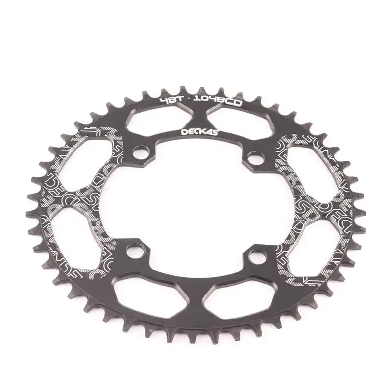 DECKAS 104BCD 40/42/44/46/48/T овальная цепь для горного велосипеда MTB велосипеда, шатун, алюминиевая узкая широкая цепь BCD 104 овальная - Цвет: 48t oval black