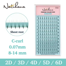 NATUHANA, накладные ресницы 2D, 3D, 4D, 5D, 6D, с коротким стеблем, накладные ресницы, предварительно сделанные, русский объем, вееры, искусственная норка, накладные ресницы, макияж, Cilios