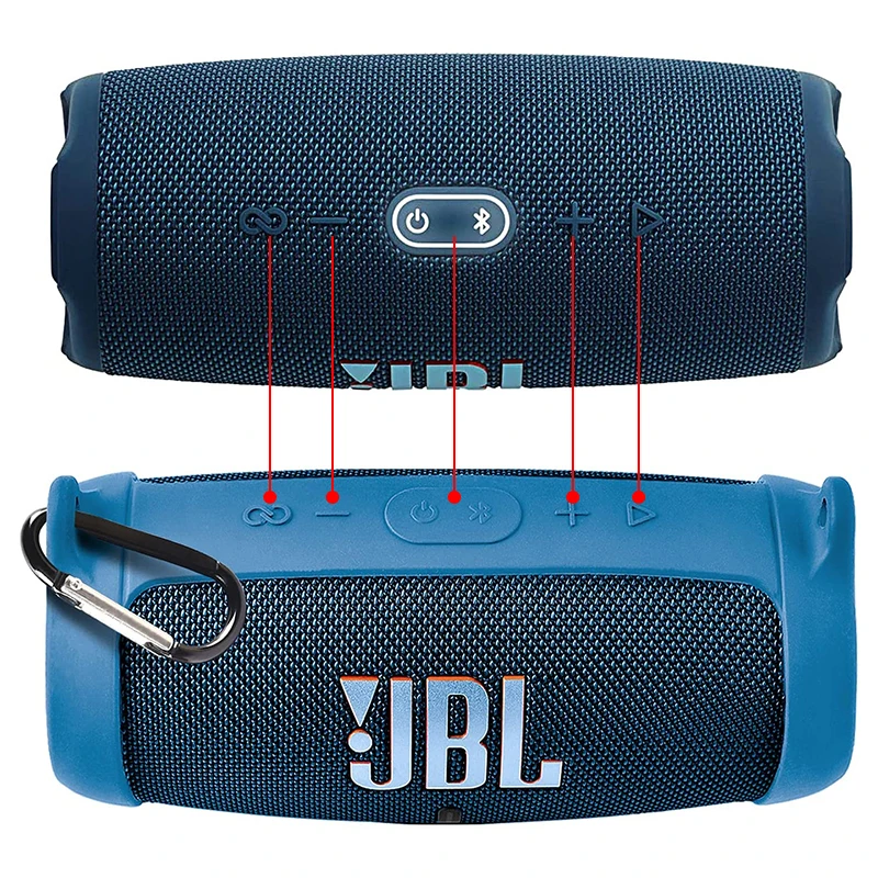 ZOPRORE Silicone Case Cover for JBL Charge 5 Bluetooth Speaker, Travel Carrying Protective with Shoulder Strap and Carabiner
