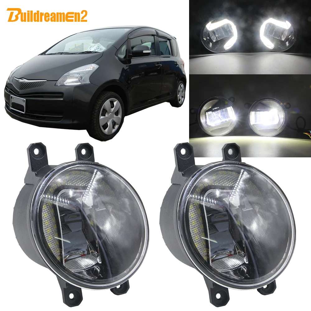 Buildreamen2 для Toyota Ractis MPV 2007 2008 2009 Автомобильный светодиодный фонарь передний+ левый противотуманный светильник, дневные ходовые огни DRL Белый 12 В