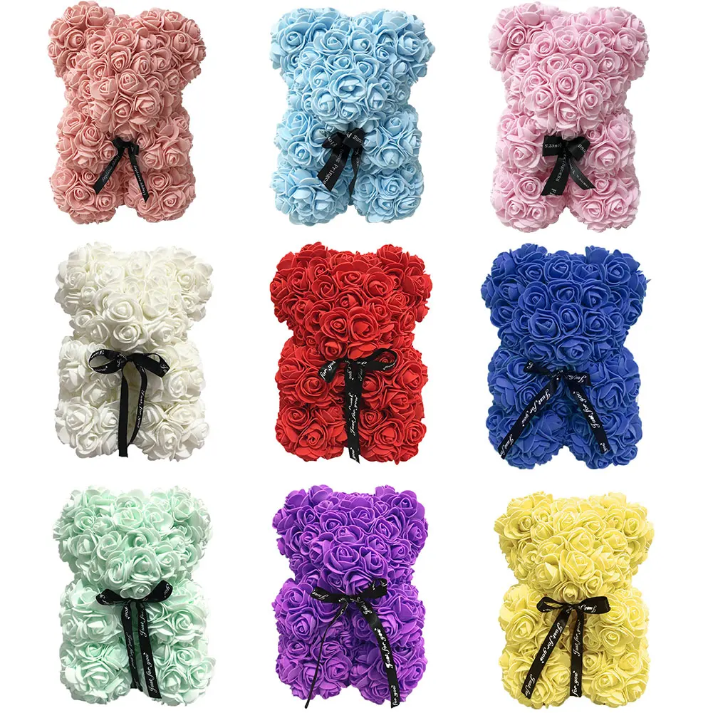25cm Cute PE Rose Flower Teddy Bears 